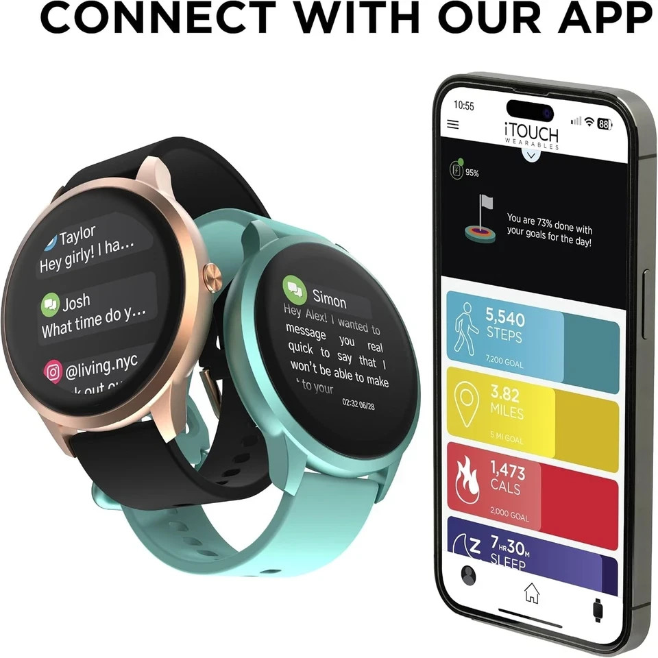 Itouch Sport 4 Unisex Adult Black Smart Watch TP4R01-G02