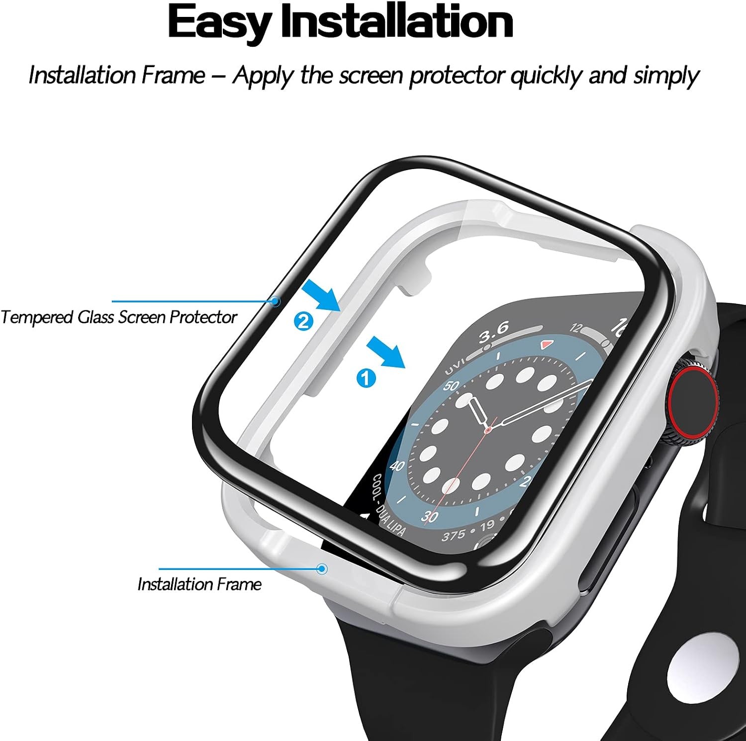 2 Pack Tempered Glass Screen Protector for Apple Watch Series 6 44mm 3D Curved E