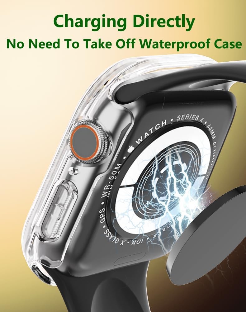 2 Pack Waterproof Hard Case for Apple Watch Series 9 41mm No Black Edge