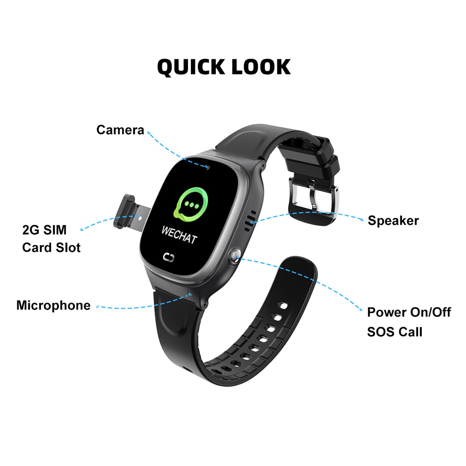 TD-45 2G Kids Smart Phone Watch Children Smartwatch SOS Call Voice Chat IP6 YCAG