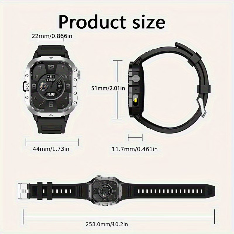 Military Smart Watch Men(Answer/Make Call), Outdoor Smartwatch with Flashlight