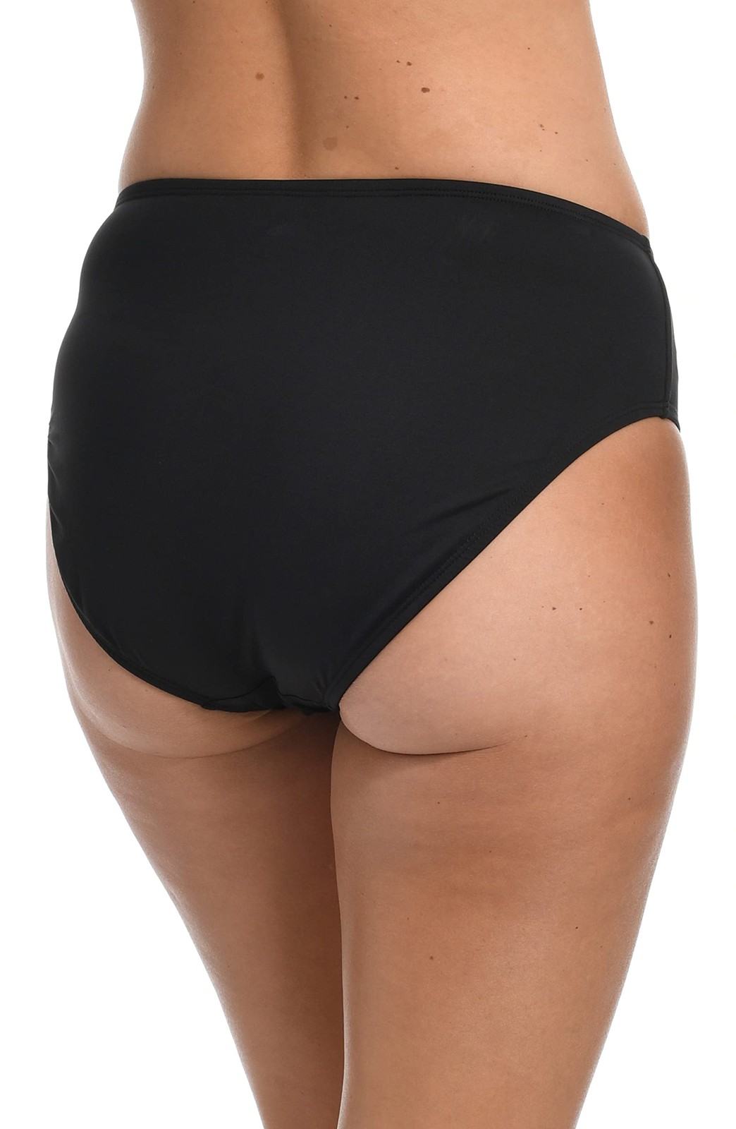 Women’s Standard Mid Waist Hipster Bikini Swimsuit Bottom, Black//Solid, Medium