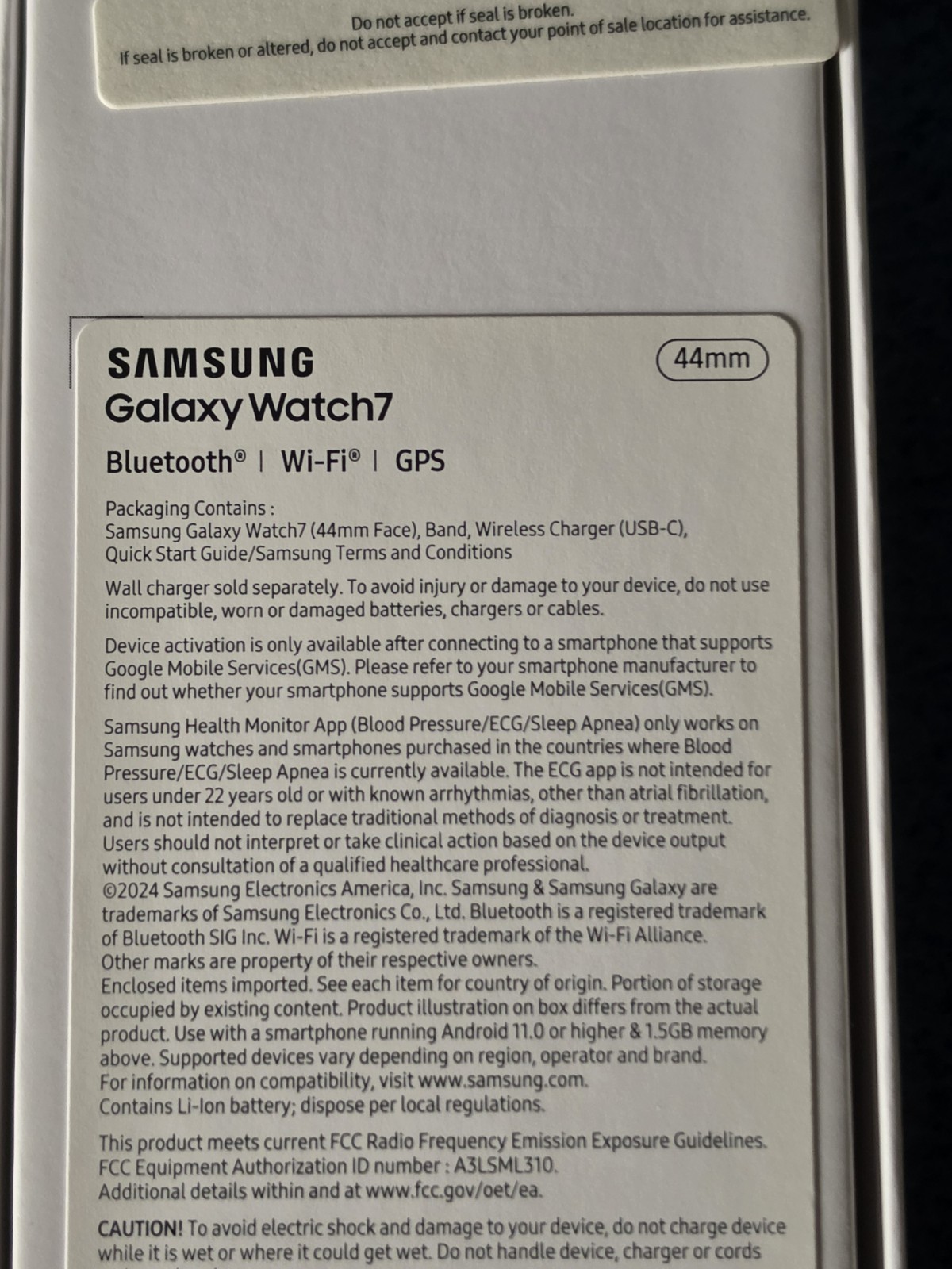 Samsung Galaxy Watch7 44mm SM-L310 Smartwatch Silver No Cracks Tested Working