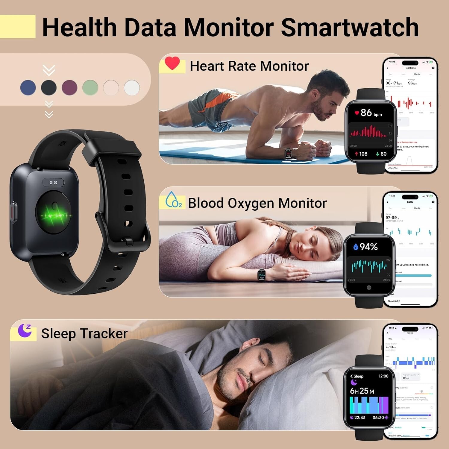Smartwatch with Alexa – 1.8” Fitness Tracker, Heart Rate, 120 Sports Modes, …