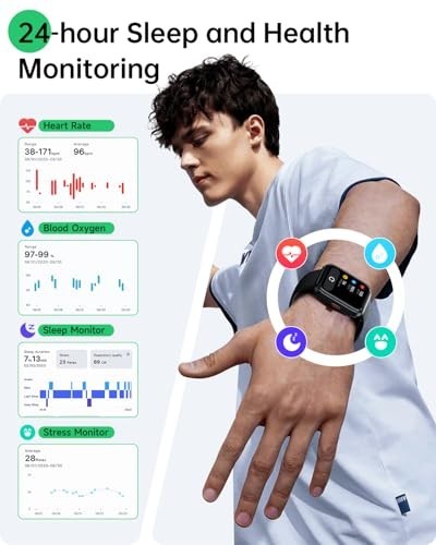 1.83″ HD Smart Watch for Android/iPhone, Fitness Tracker, Heart Rate Monitor, 12