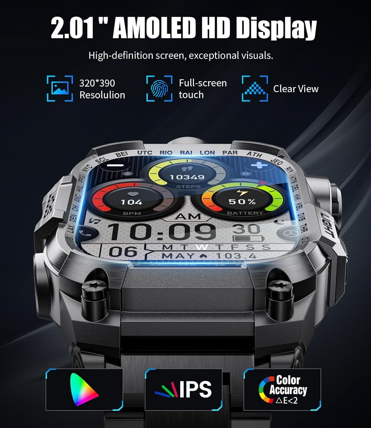 Military Smart Watches for Men(Answer/Make Calls),2.01″ HD Screen Sports Smartwa