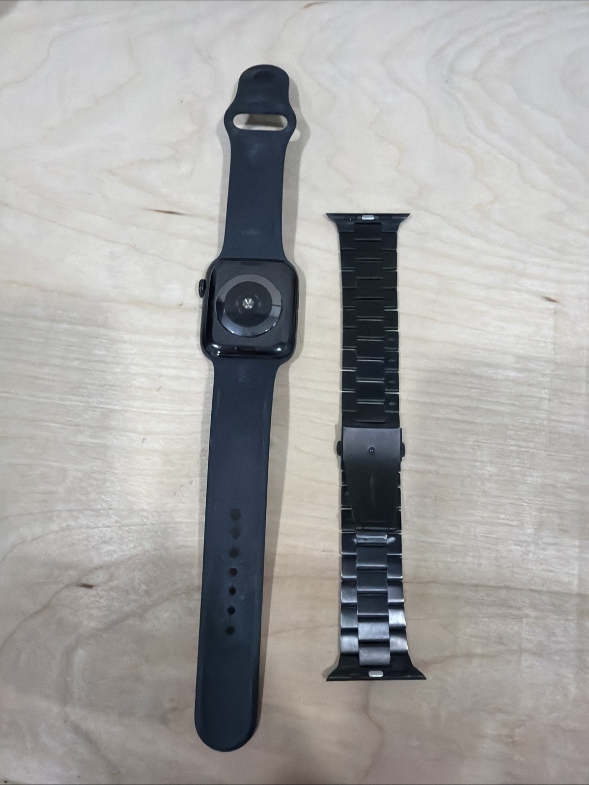 Apple Watch Series 5 44mm Space Black Stainless Steel Case with Black Sport Band
