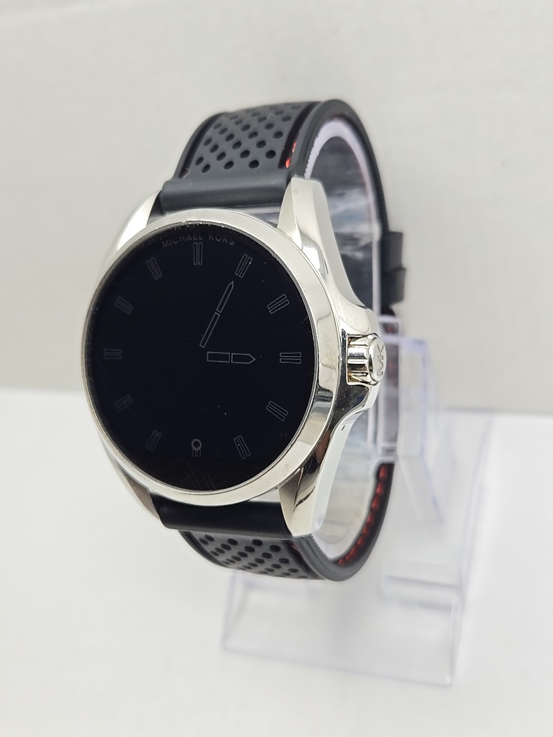 Michael Kors Access Bradshaw MKT5000 DW2C Silver Smartwatch Black Silicone Band