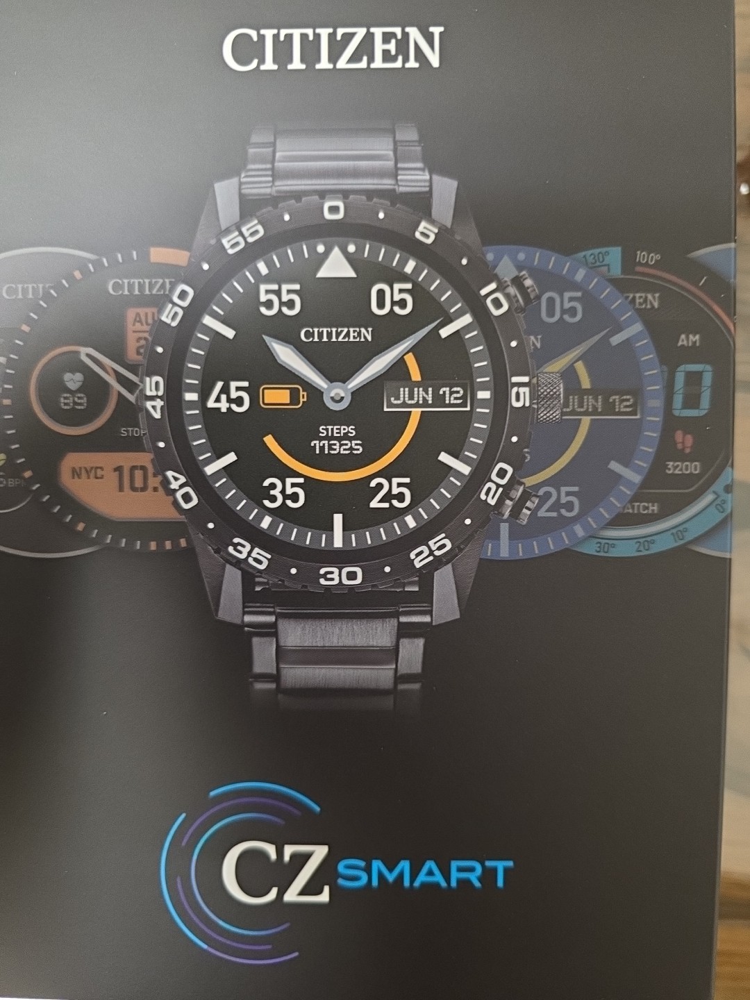 Citizen Cz Smart Watch Black Stanliess Steel 44mm Smart Touch Screen MX1017-50X
