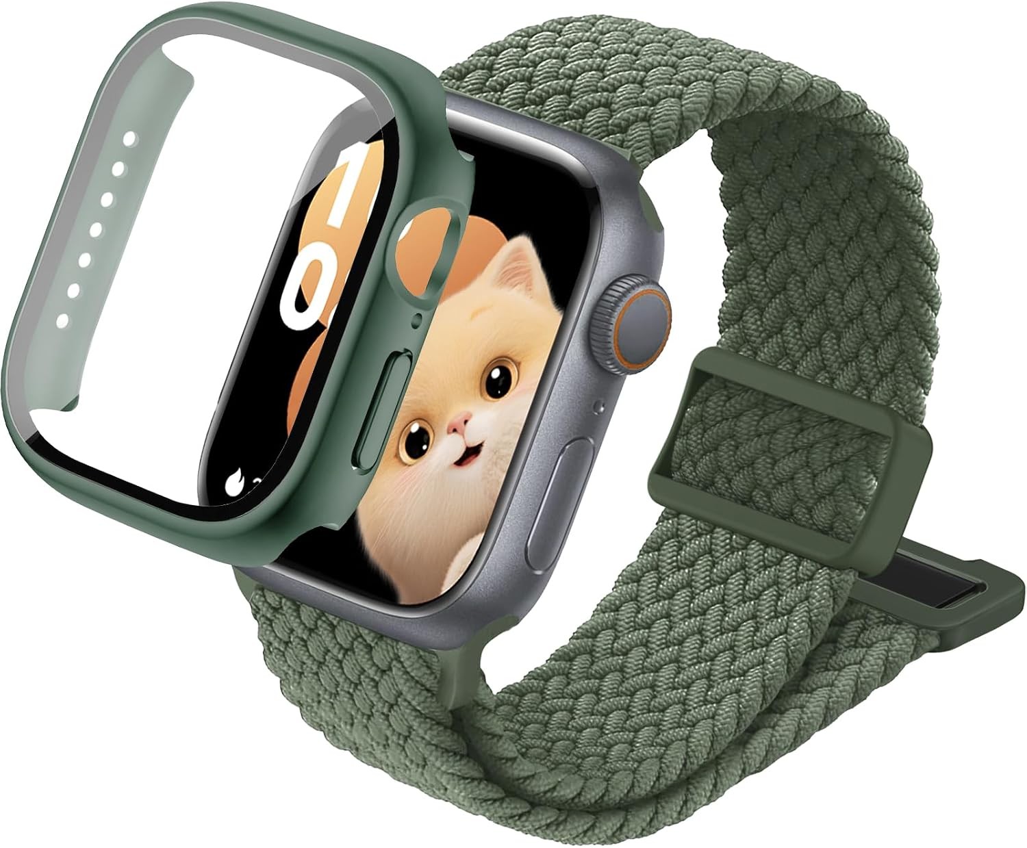 Nylon Elastic Solo Loop and Protective Cover for Apple Watch 38mm 40mm 41mm 44mm