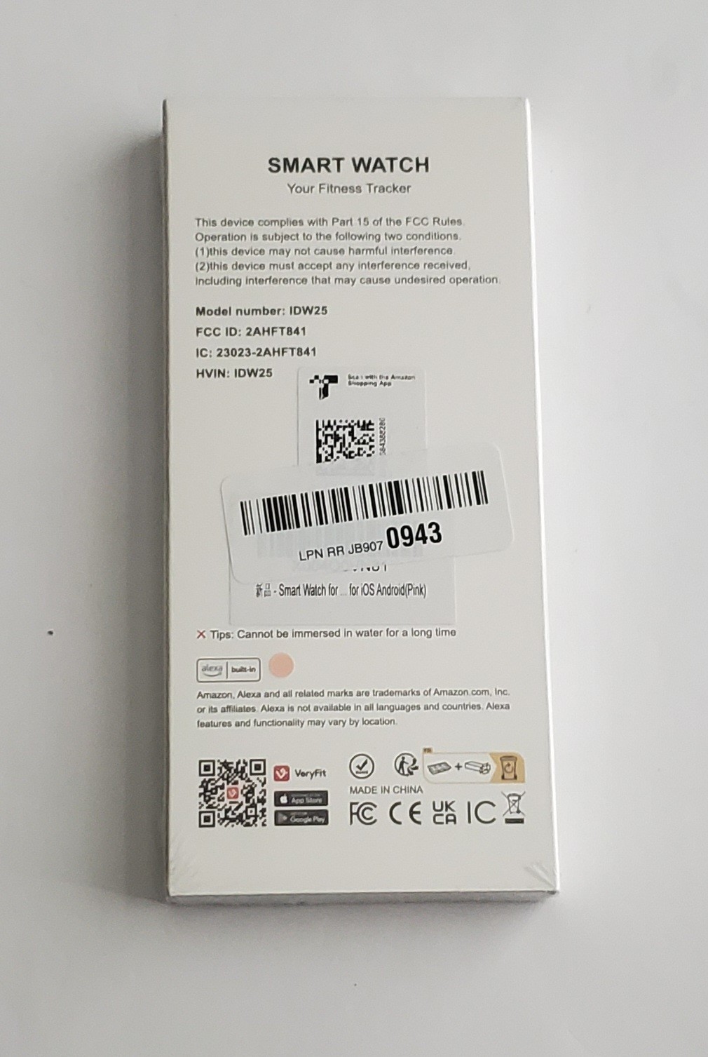 Very Fit IDW25 Smartwatch 1.83″ Screen with Alexa Built-In – Pink – New