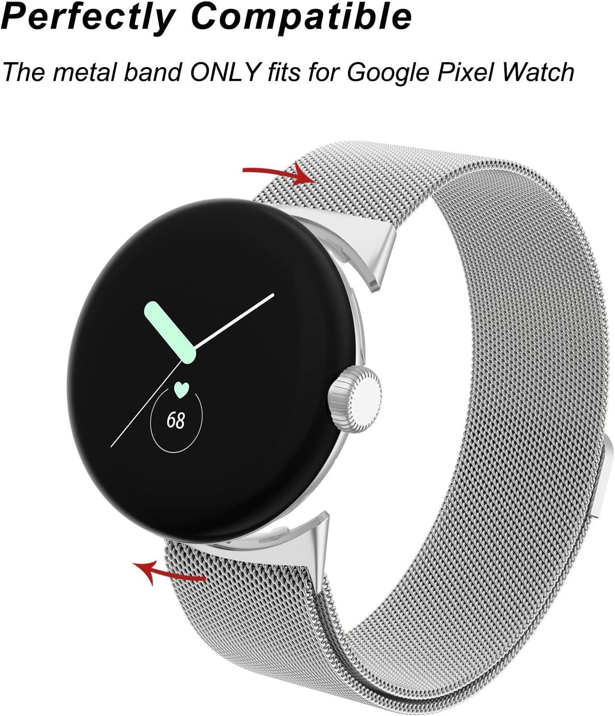 Adjustable Stainless Steel Band for Google Pixel Watch 41mm – Compatible Strap