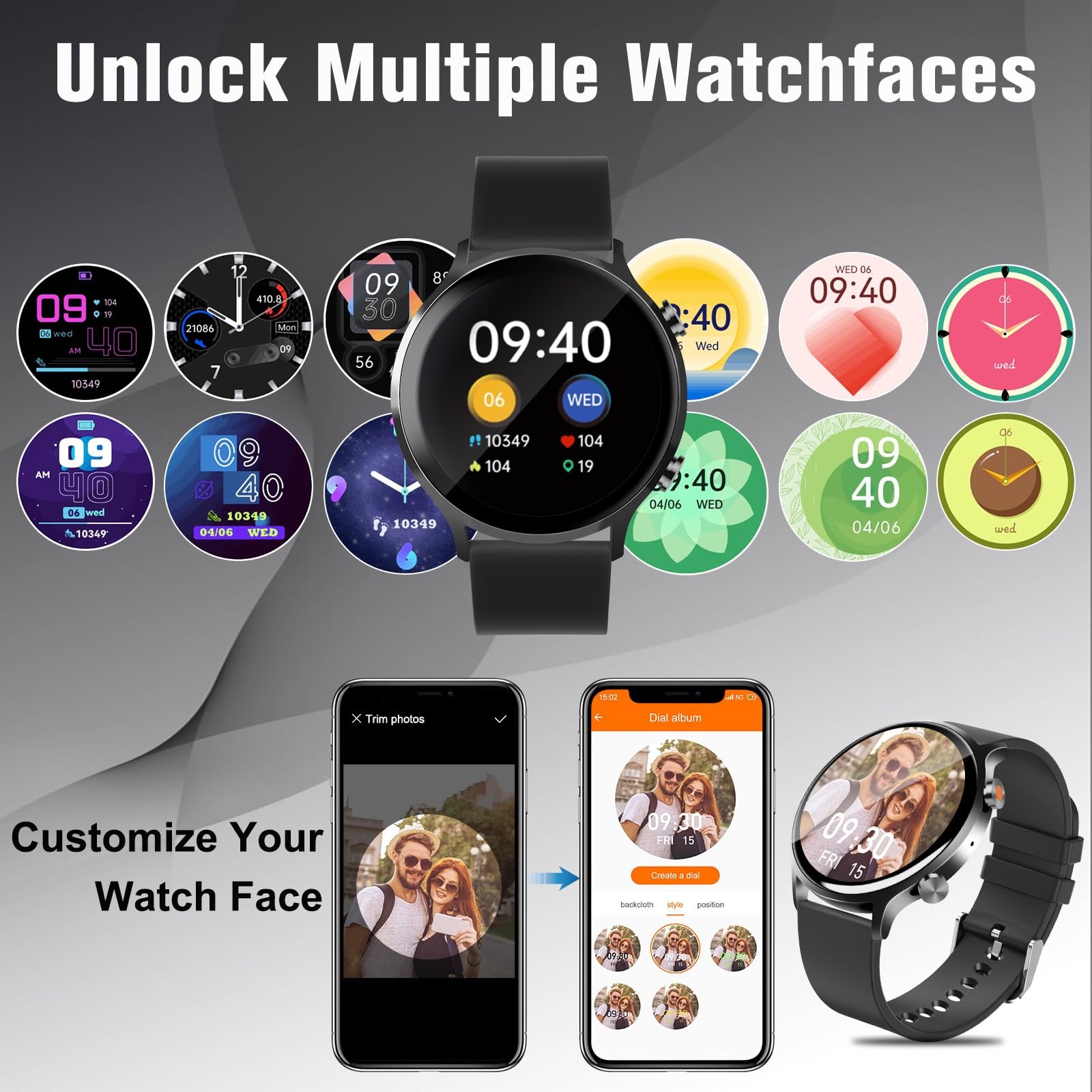 for Men Women,1.39″ HD Fitness Watch, IP68 Waterproof Watch with Heart Rate//…