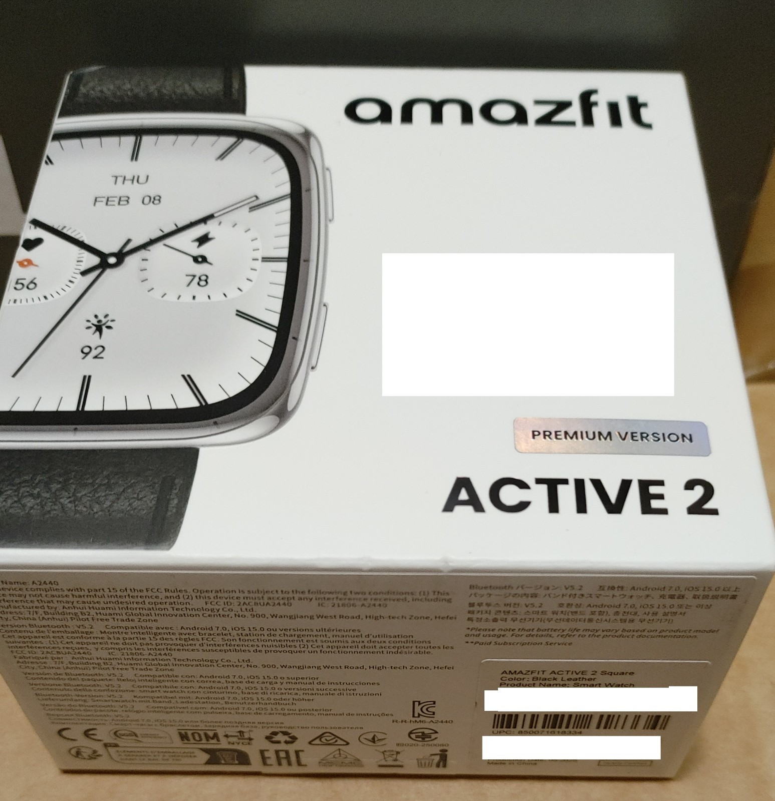 Amazfit Active 2 Premium Smart Watch Square 10 Day Battery Sapphire Glass New