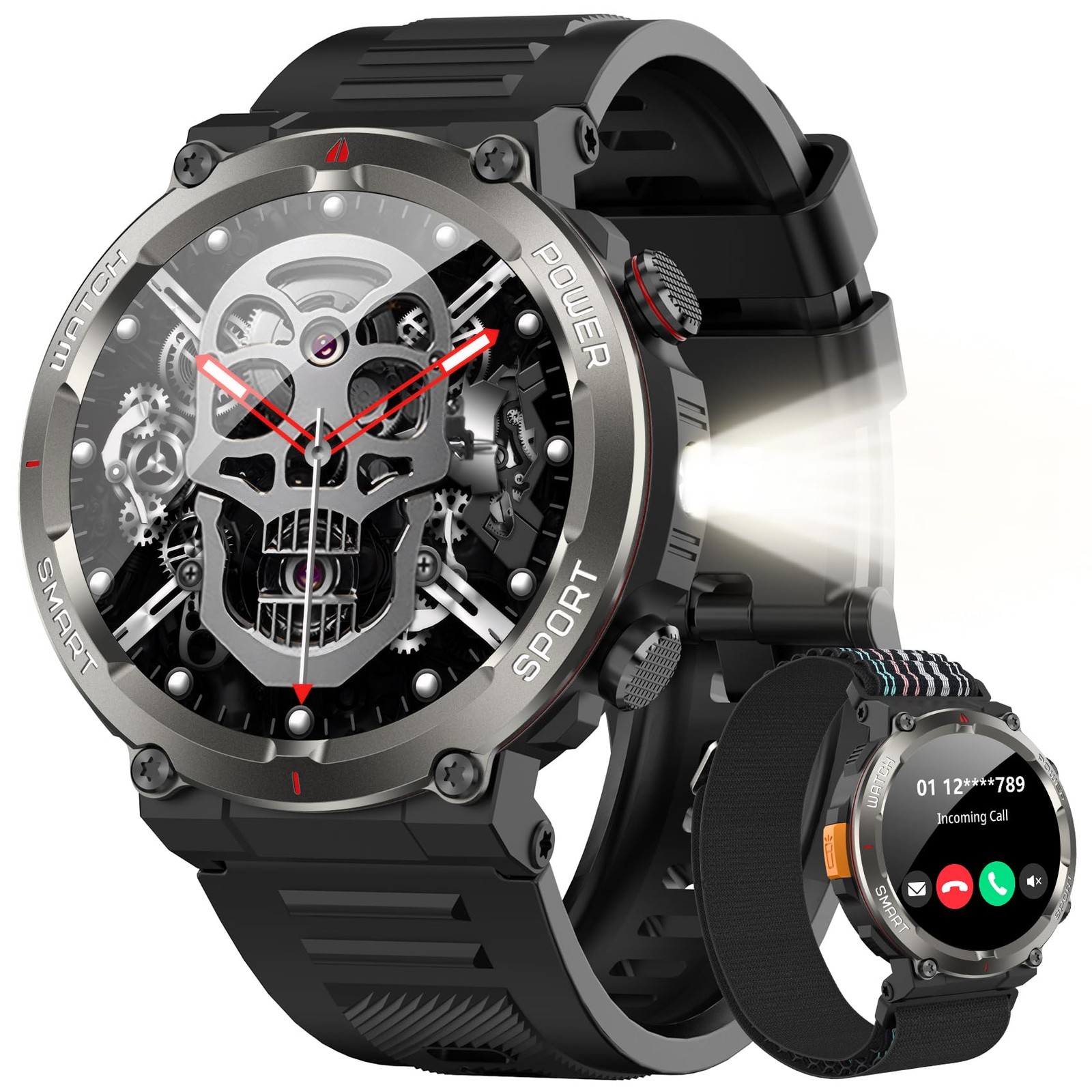 Military Tactical Smart Watches for Men with Compass/Flashlight