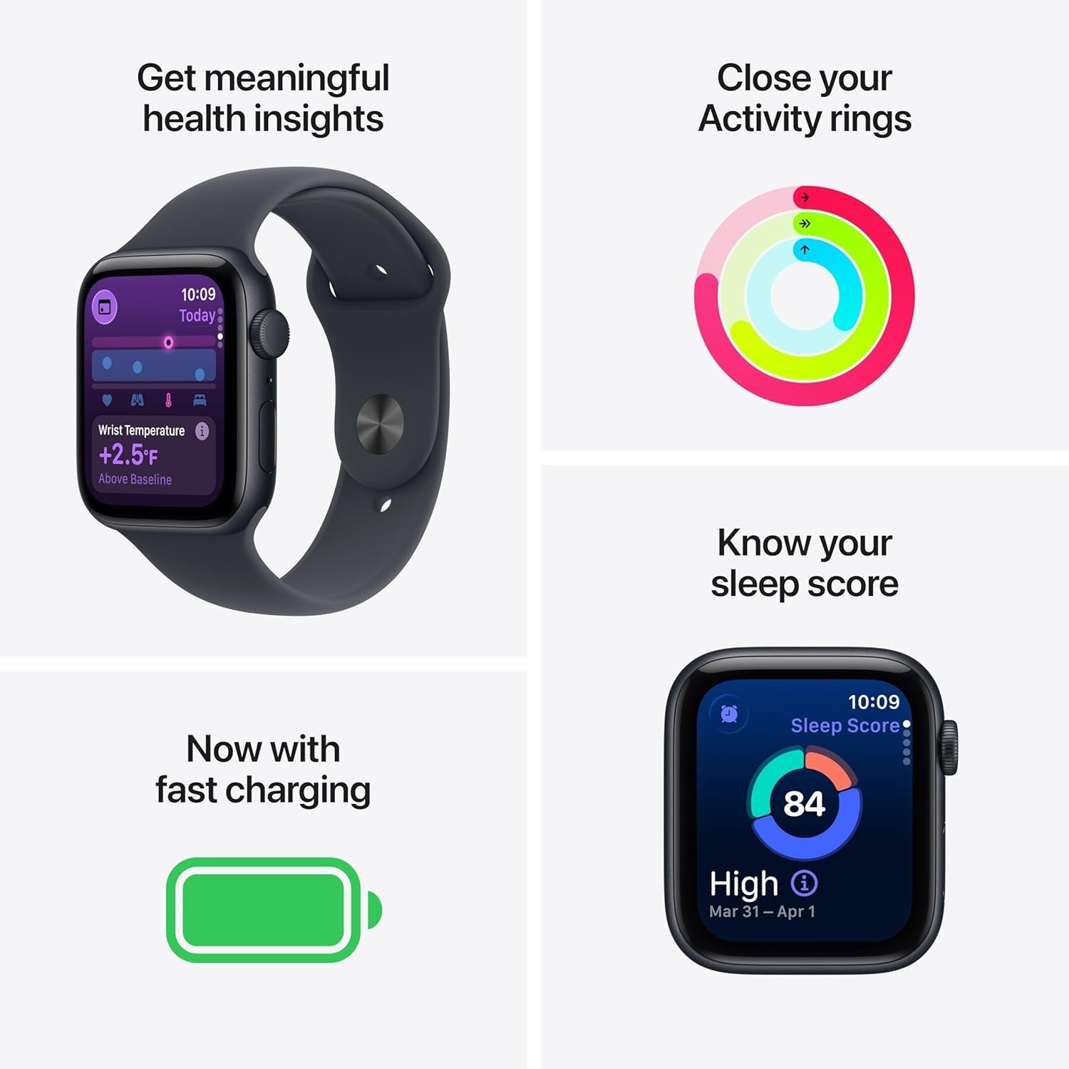 Apple Watch SE (2022) 40mm Midnight Aluminum Case with Sport Band, M/L (GPS)…