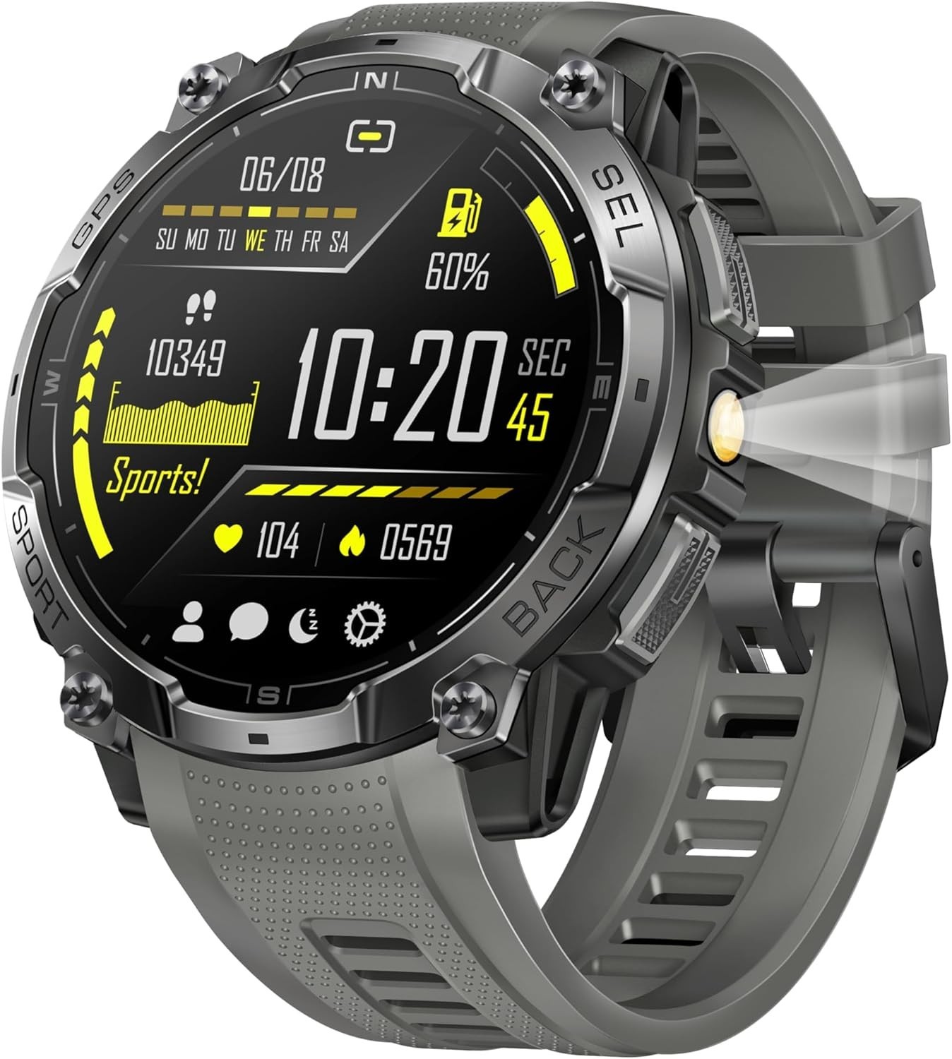FESMEY Military Smartwatch Built-in GPS Bluetooth Call 1.43″ AMOLED – NIB