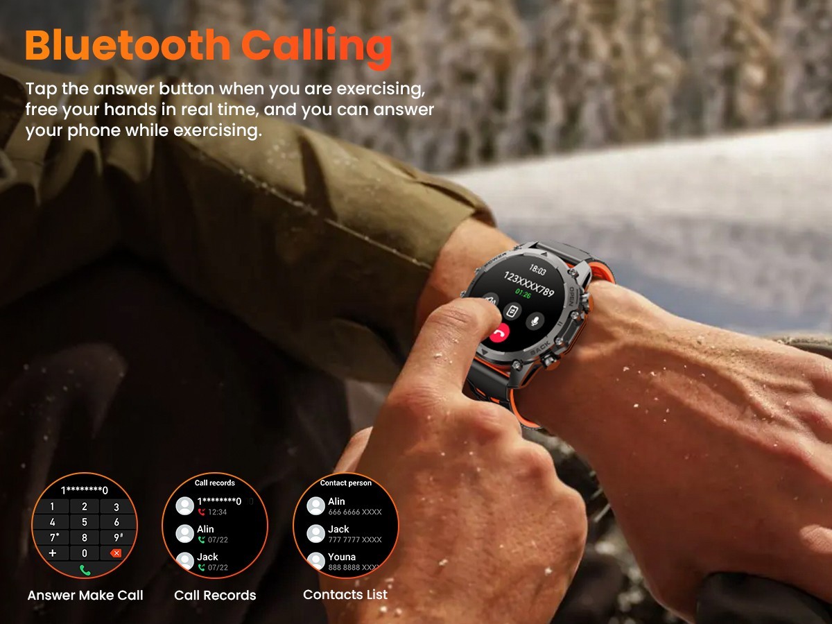 Rugged Military Smart Watch for Men Bluetooth Call Fitness Tracker Android iOS