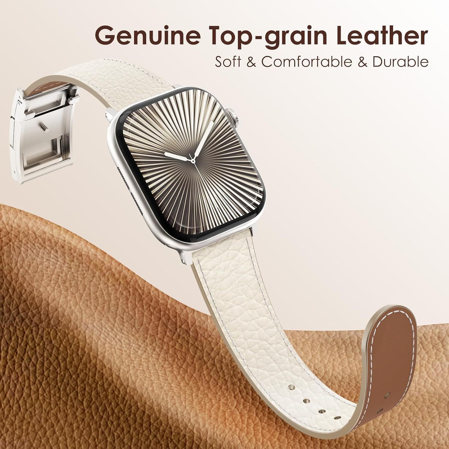Leather Strap Compatible with Apple Watch Ultra 49mm 46mm 45mm 44mm 42mm