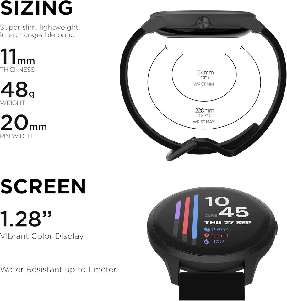 Itouch Sport 4 Unisex Adult Black Smart Watch TP4R01-G02