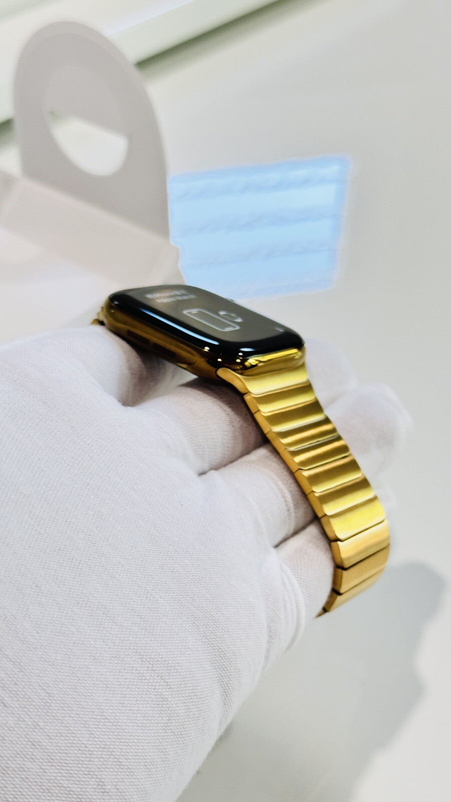 Custom Anodized Bright Gold 46MM Apple Watch SERIES 11 Gold Plated Link Band