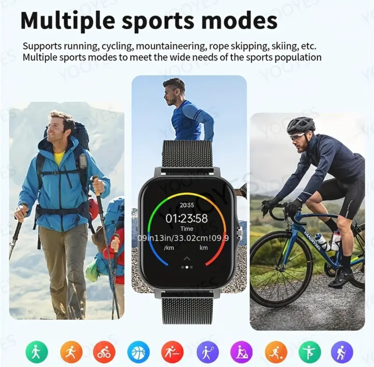 1.86″ Full Touch Screen Smart Watch With Stainless Steel Band & Alloy Body