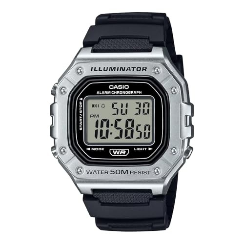 CASIO W-218HM-7AV Digital Watch Silver Metallic Resin Strap 50M Water Resist