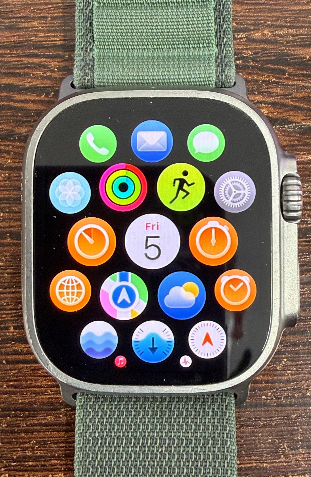 Apple Watch Ultra 49mm Titanium Case – Green Alpine Loop – Excellent – 90% Batt