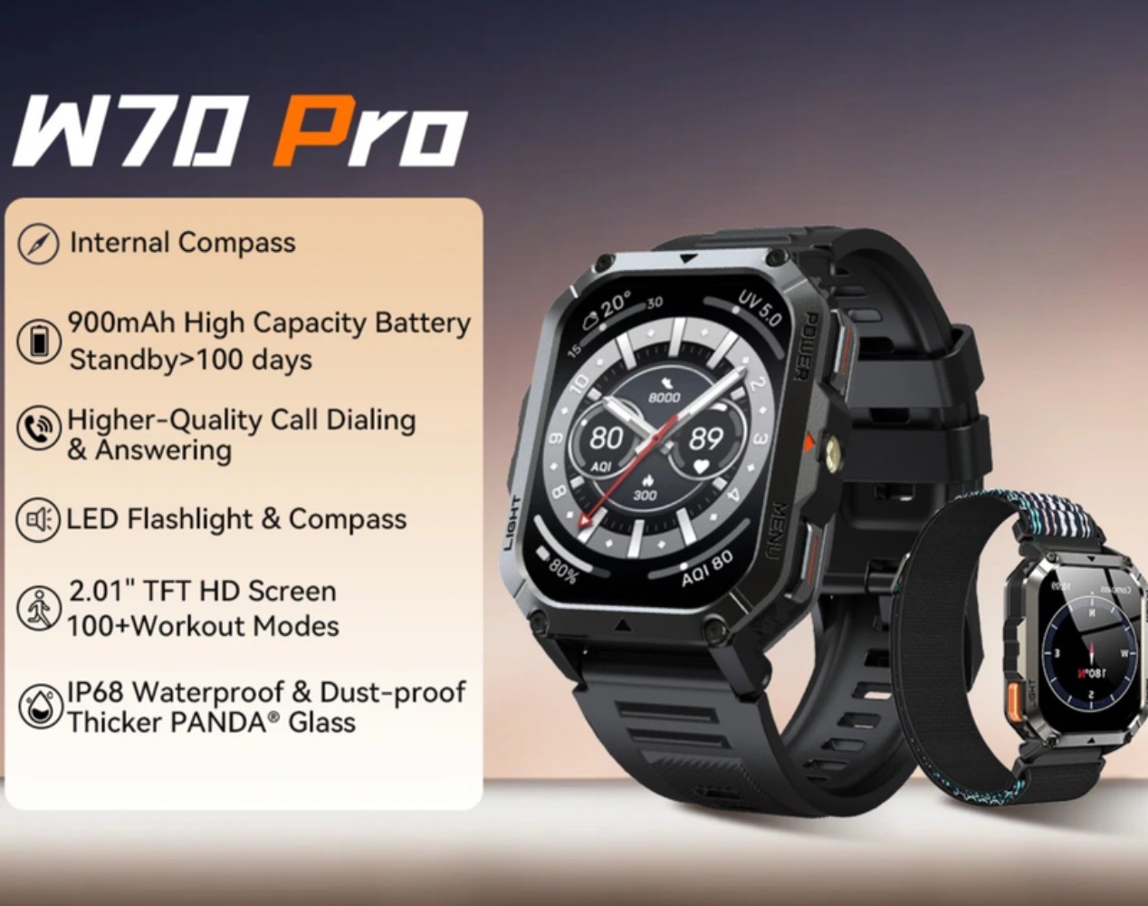 Military Smart Watch for Men Women Bluetooth 5.3 Fit for IPhone Android Open Box