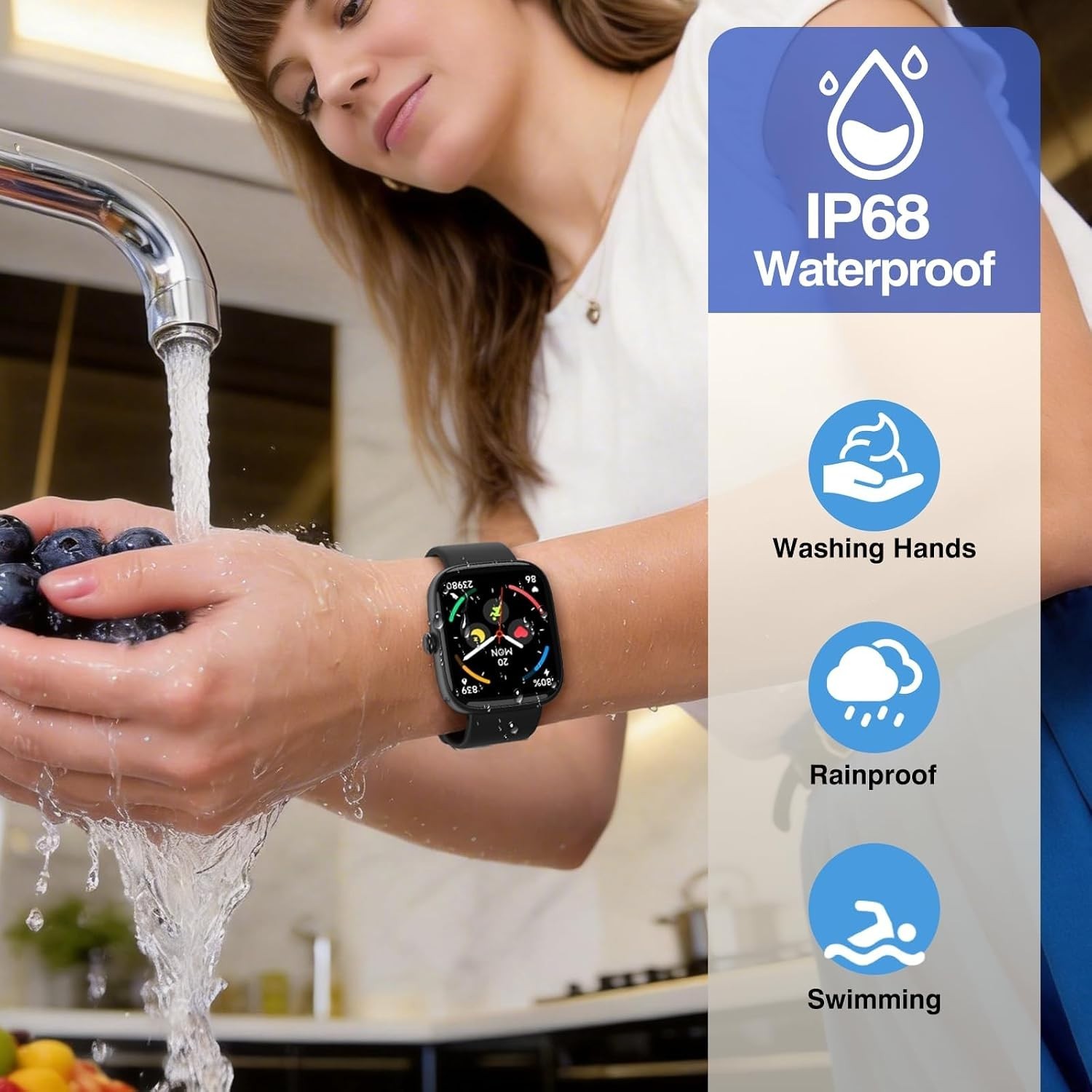 Waterproof Bluetooth Smart Watch: 1.83″ Display with Health & Fitness Tracking