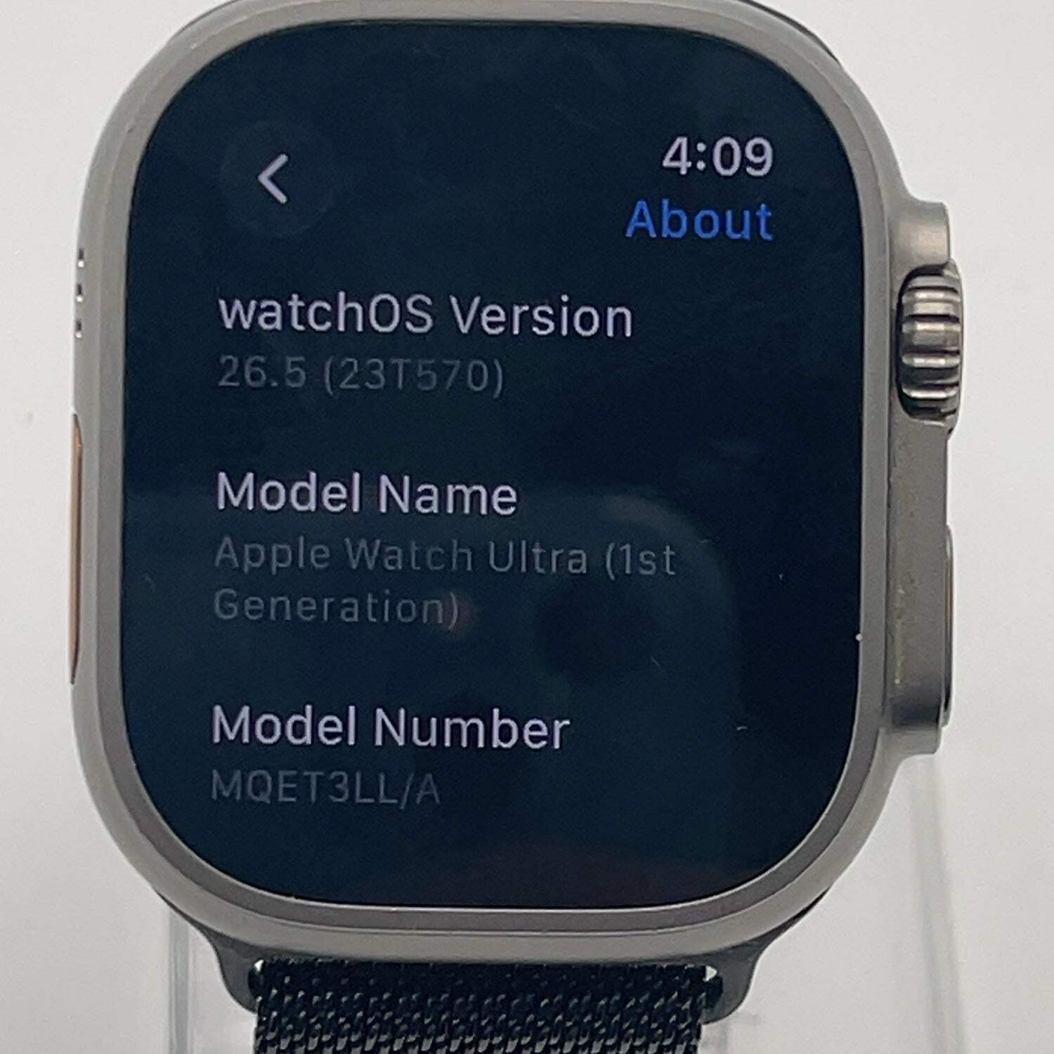 Unlocked Apple Watch Ultra 49MM Natural Titanium Milanese Loop MQET3LL/A