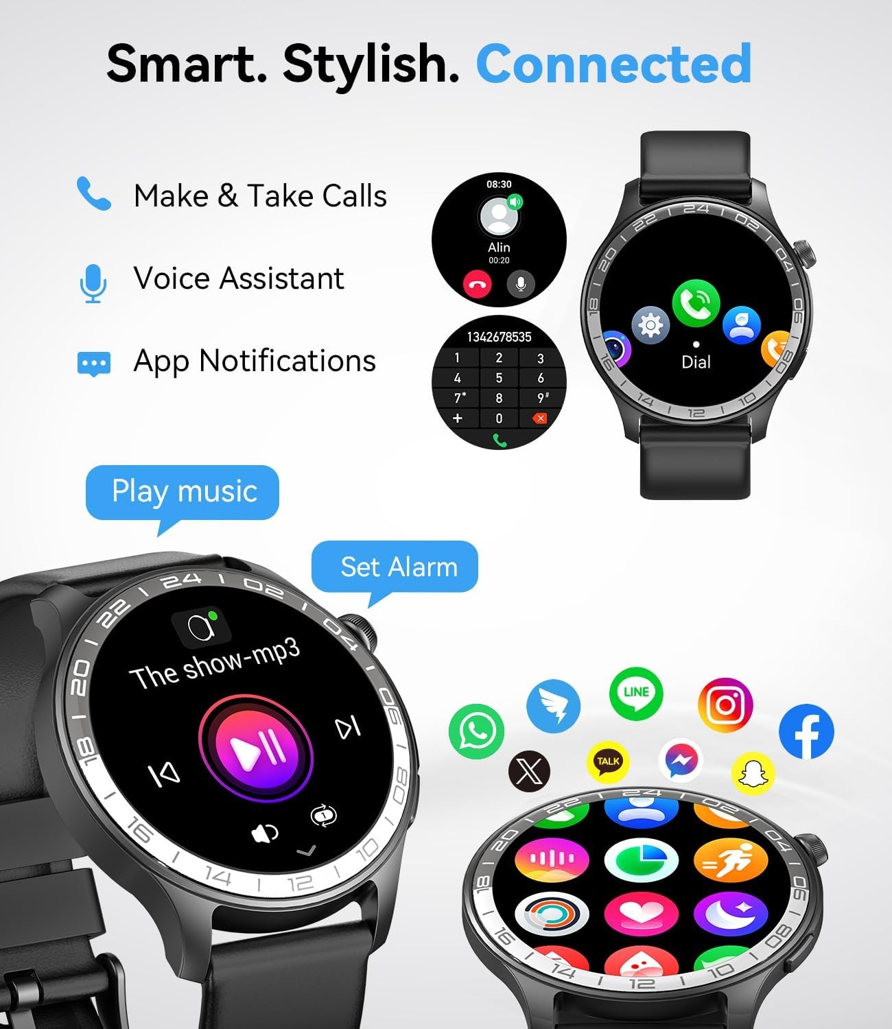 Smart Watch for Men Military 1.43 AMOLED Fitness Tracker Waterproof Pedometer