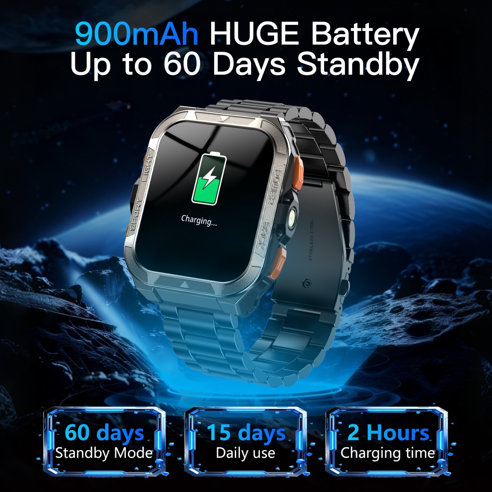 Military Smart Watch For Men Fitness Tracker With GPS LED Flashlight Wristwatch