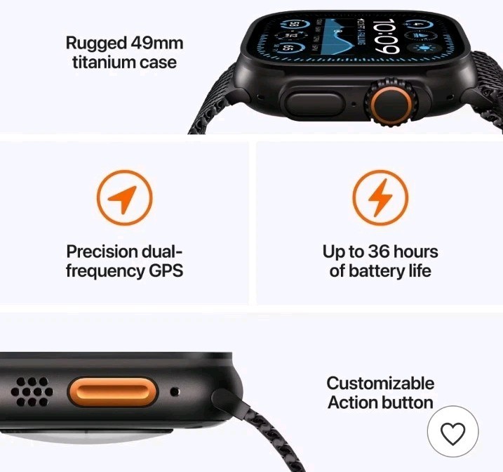 Apple Watch Ultra 2 GPS + Cellular 49mm Natural Titanium Case with Navy Ocean…