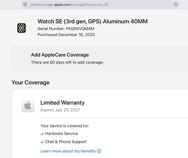 Apple Watch SE 3 40mm Aluminium with Sport Band (Open, New condition) MEHV4LW/A