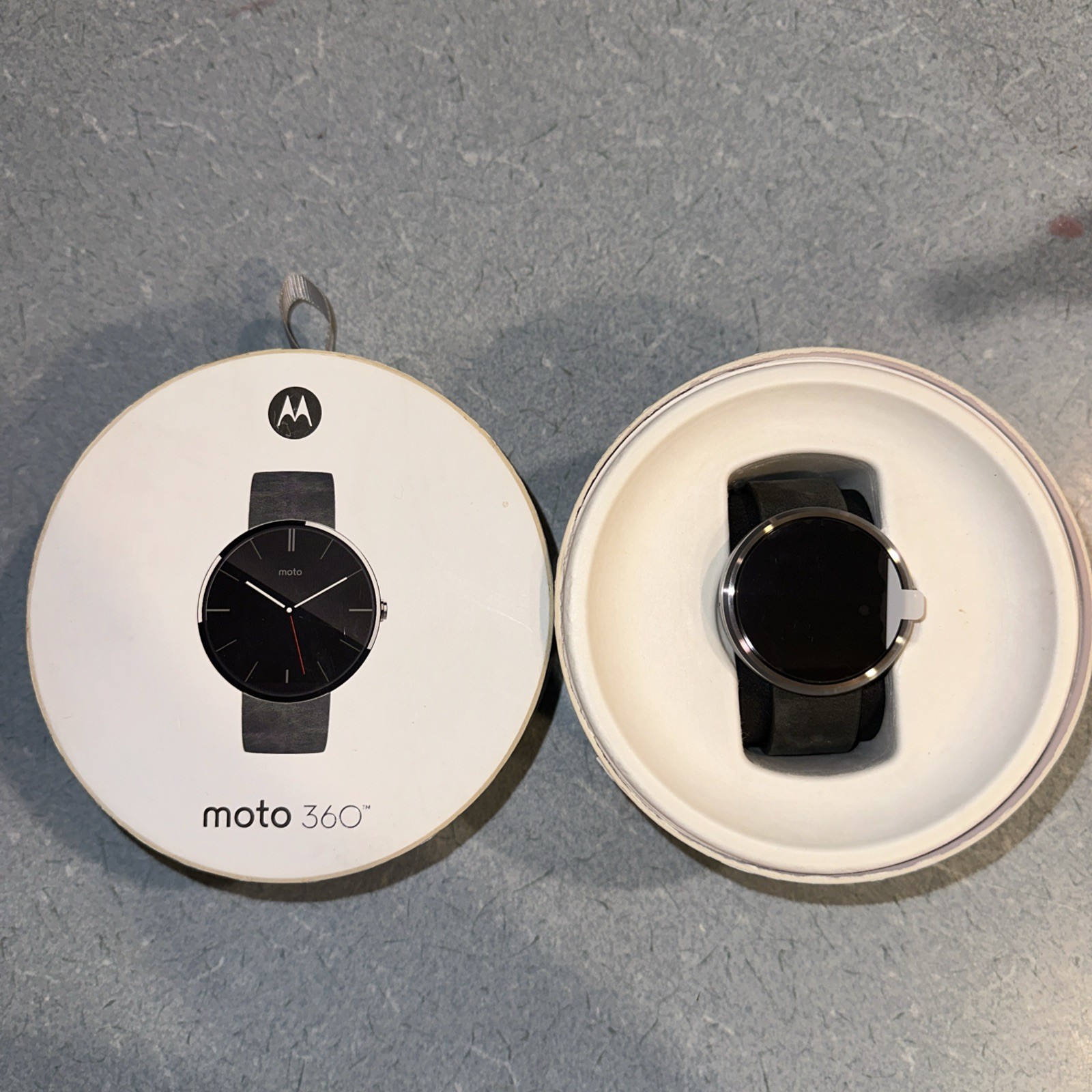 Motorola Moto 360 – Stone Grey Leather Smart Watch READ DESCRIPTION!!!