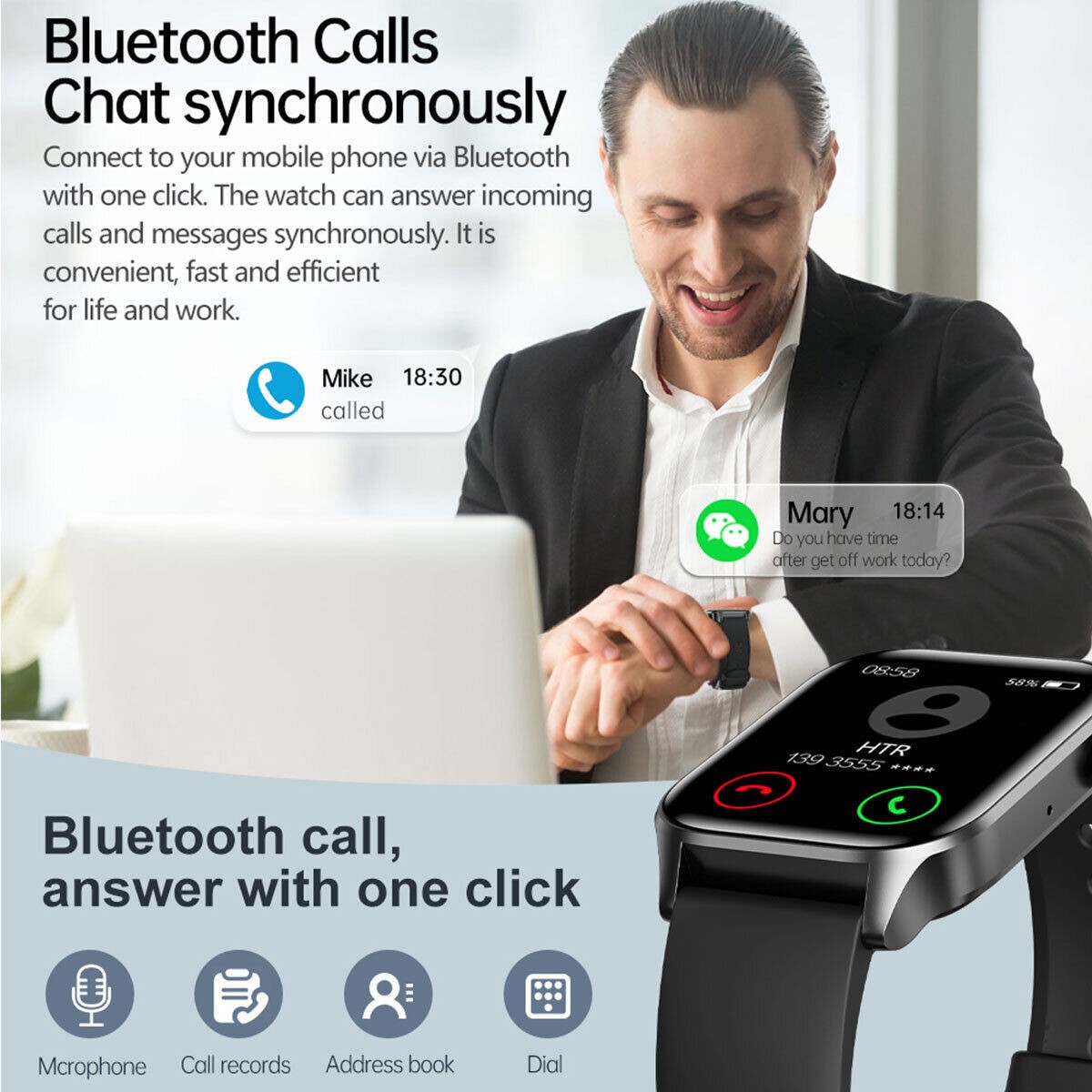 2025 Smart Watch Blood Pressure Oxygen Heart Rate Monitor Watch for Android IOS