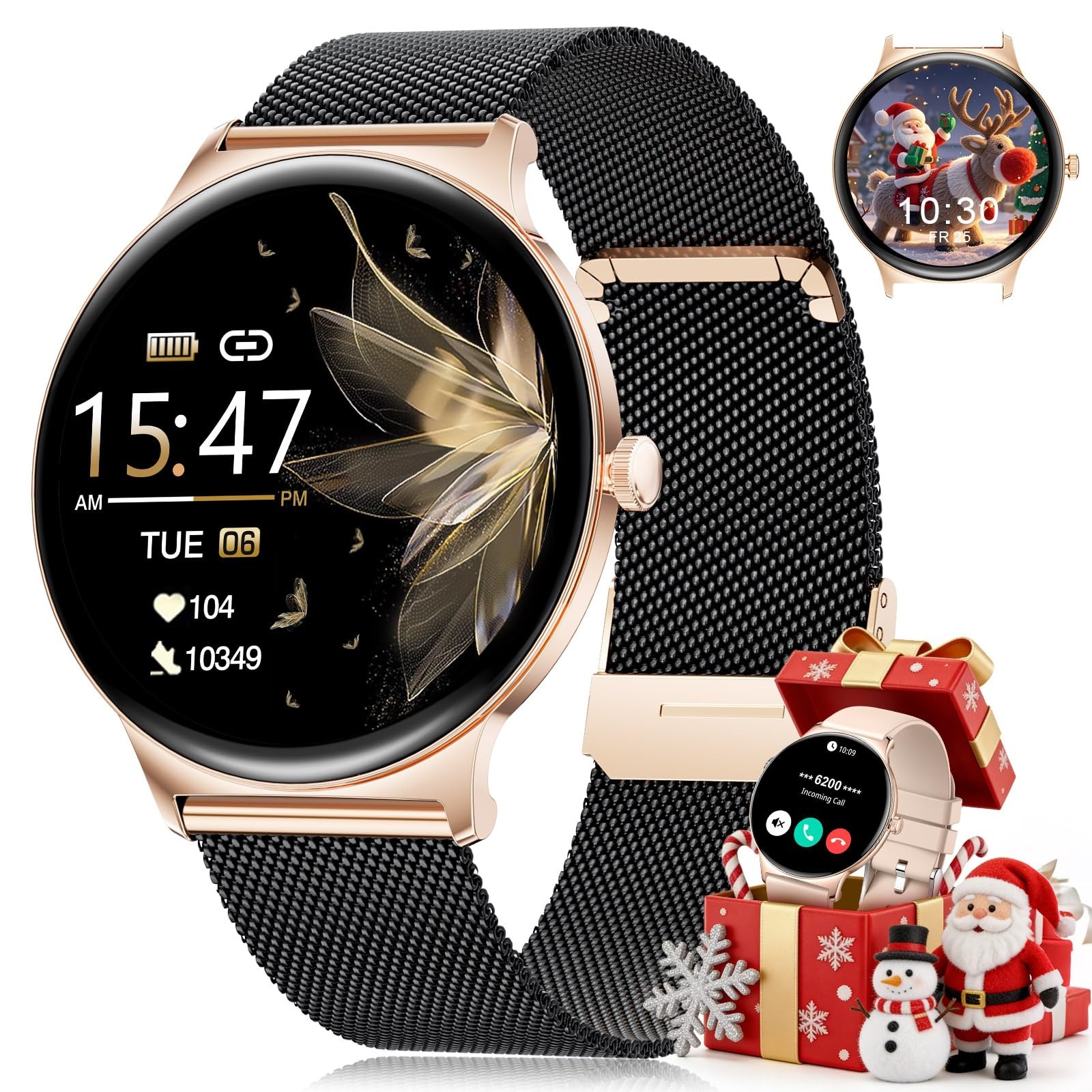 LIGE Smart Watches for Women with Adult male standard, Gold & Black