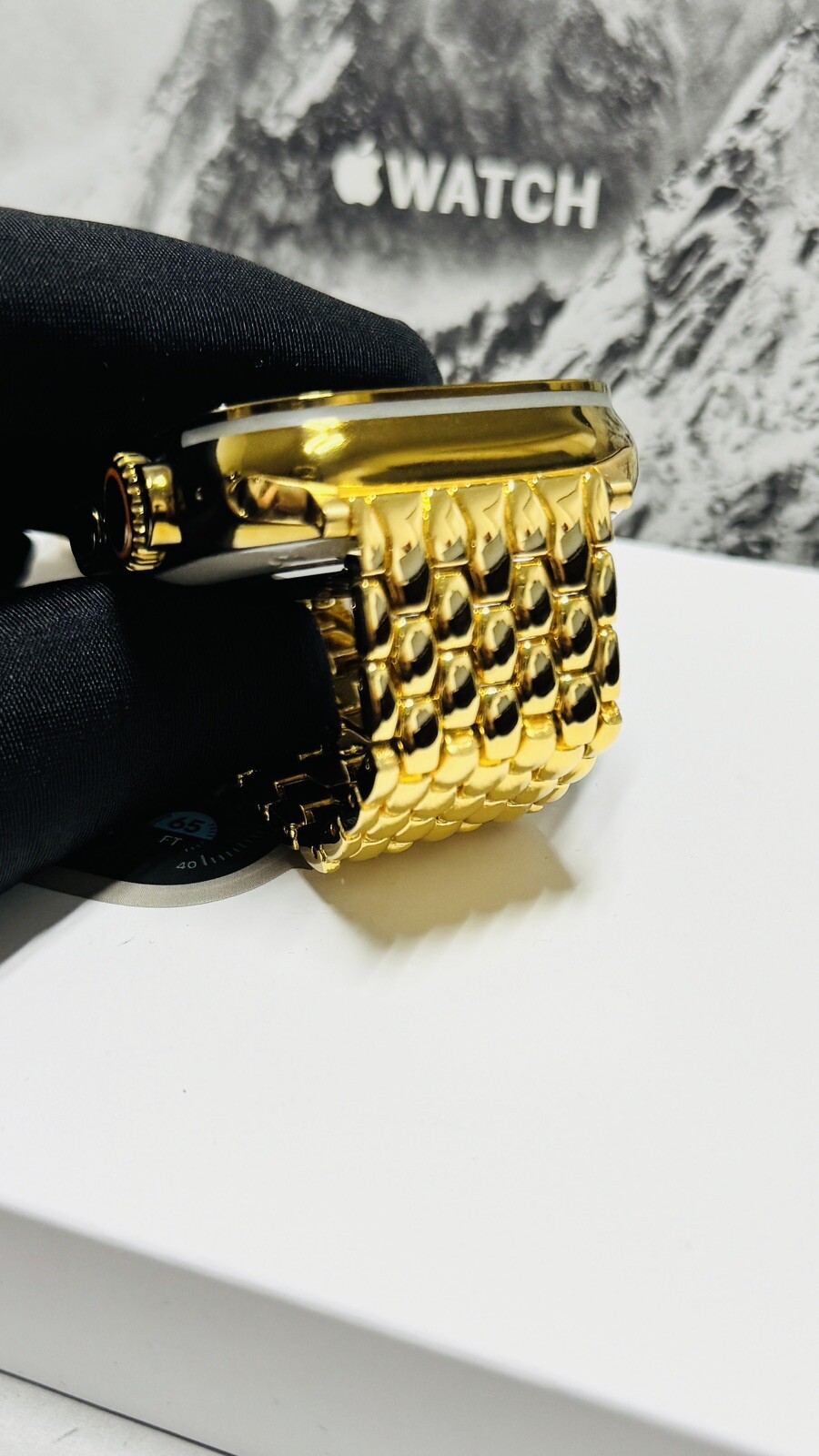 Custom Apple Watch ULTRA 3 49mm GOLD Anodized Titanium Gold Plated Links Band