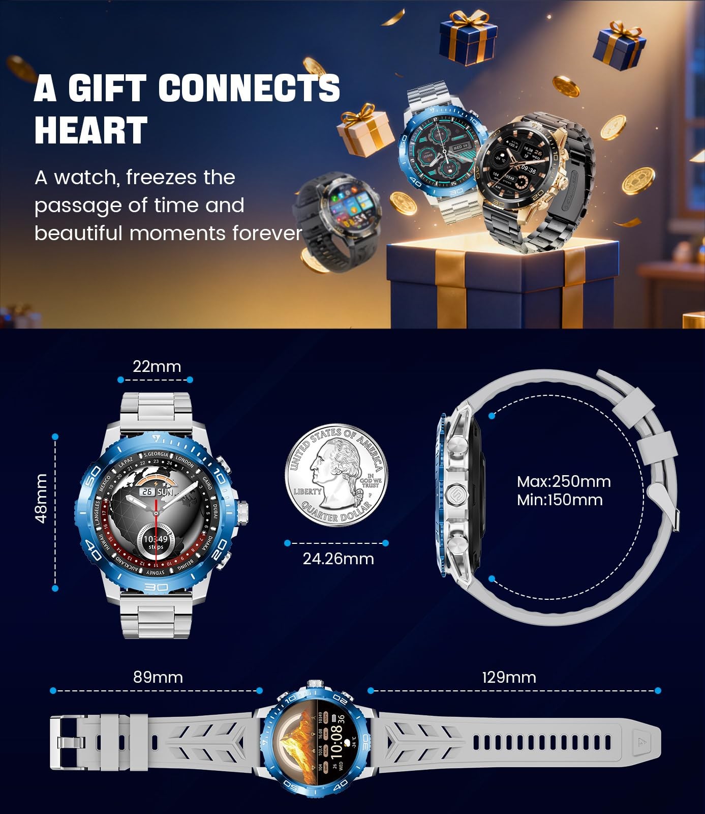 LIGE Smart Watches for Men, Make/Answer Call, 600mAH Battery, 200+ Sports Modes,