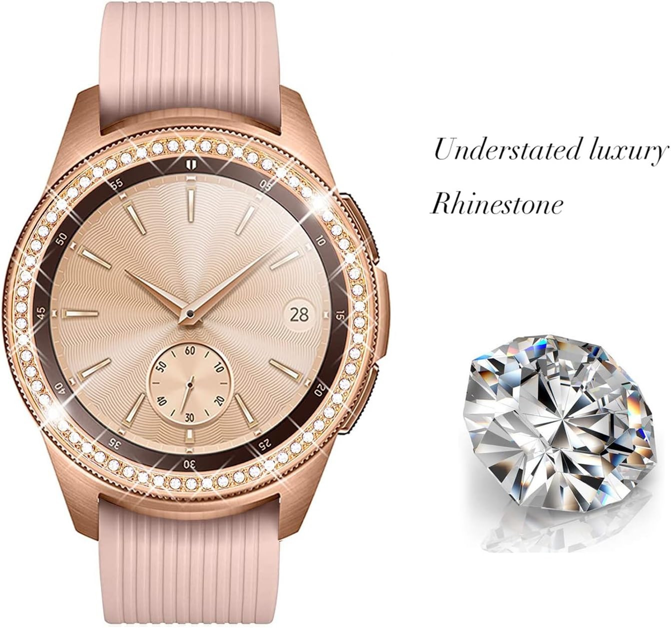Bling Diamond Bezel Cover For Samsung Galaxy Watch 42mm Rose Gold Bumper