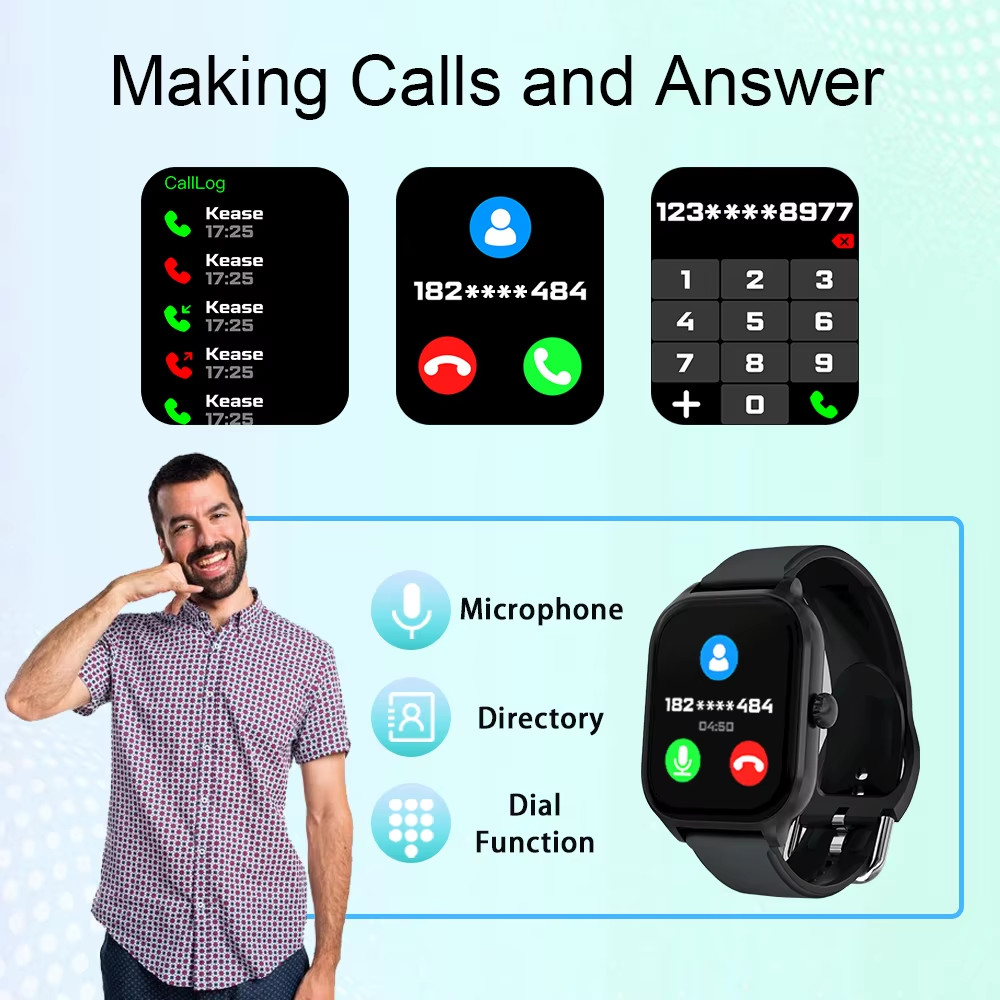 H9 Smartwatch Dial to Answer Calls Calorie Tracking Heart Rate Blood Oxygen Moni