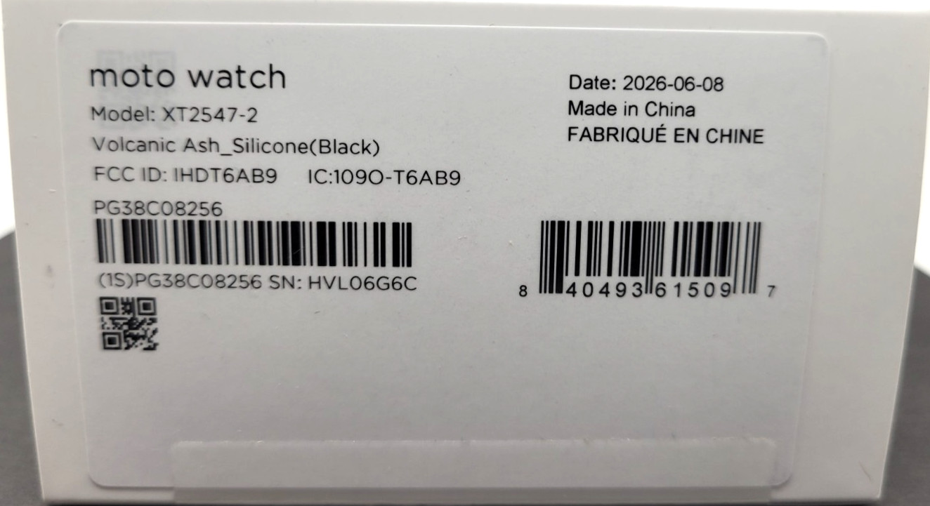 New Motorola Moto Watch 2026 XT2547-2 Smartwatch Volcanic Ash Silicone Sealed