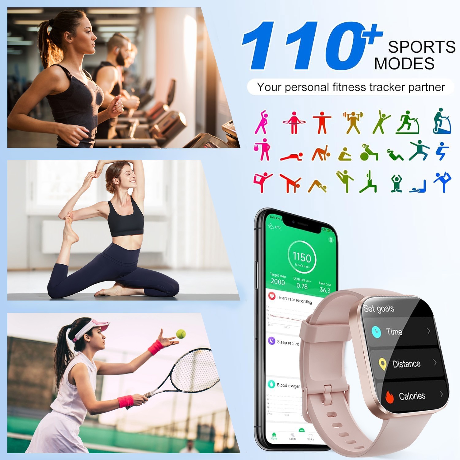 Smart Watch for Women Men, Smartwatch for iPhone & Android Bluetooth Compatible