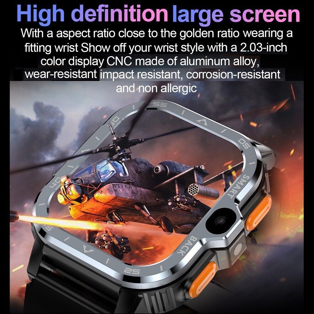 2.03″ Larger Screen 4G Smart Watch PGD 6GB+128GB Heart Rate Monitor Dual New