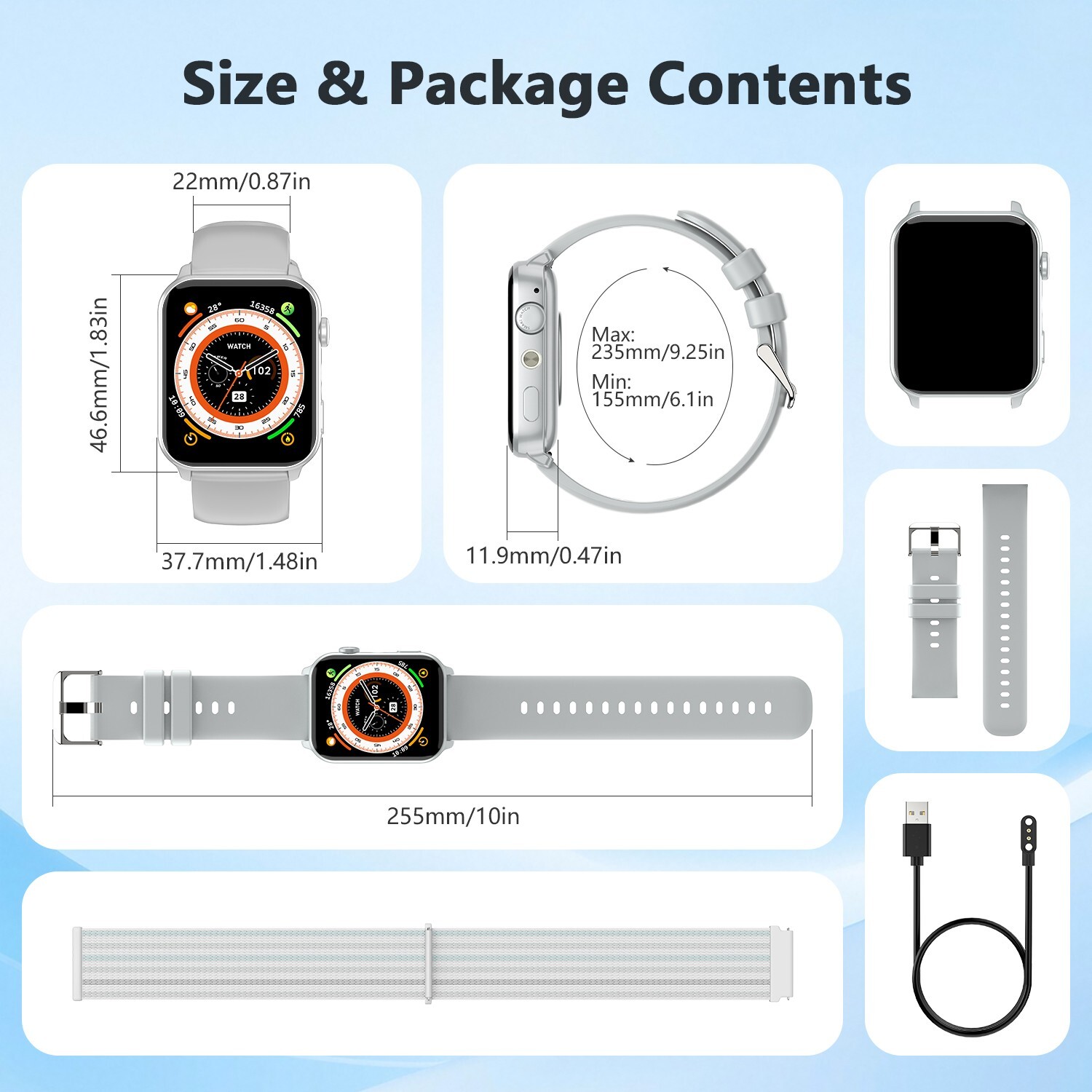 Smart Watch Heart Rate Blood Pressure Fitness Tracker for Men Women Android IOS