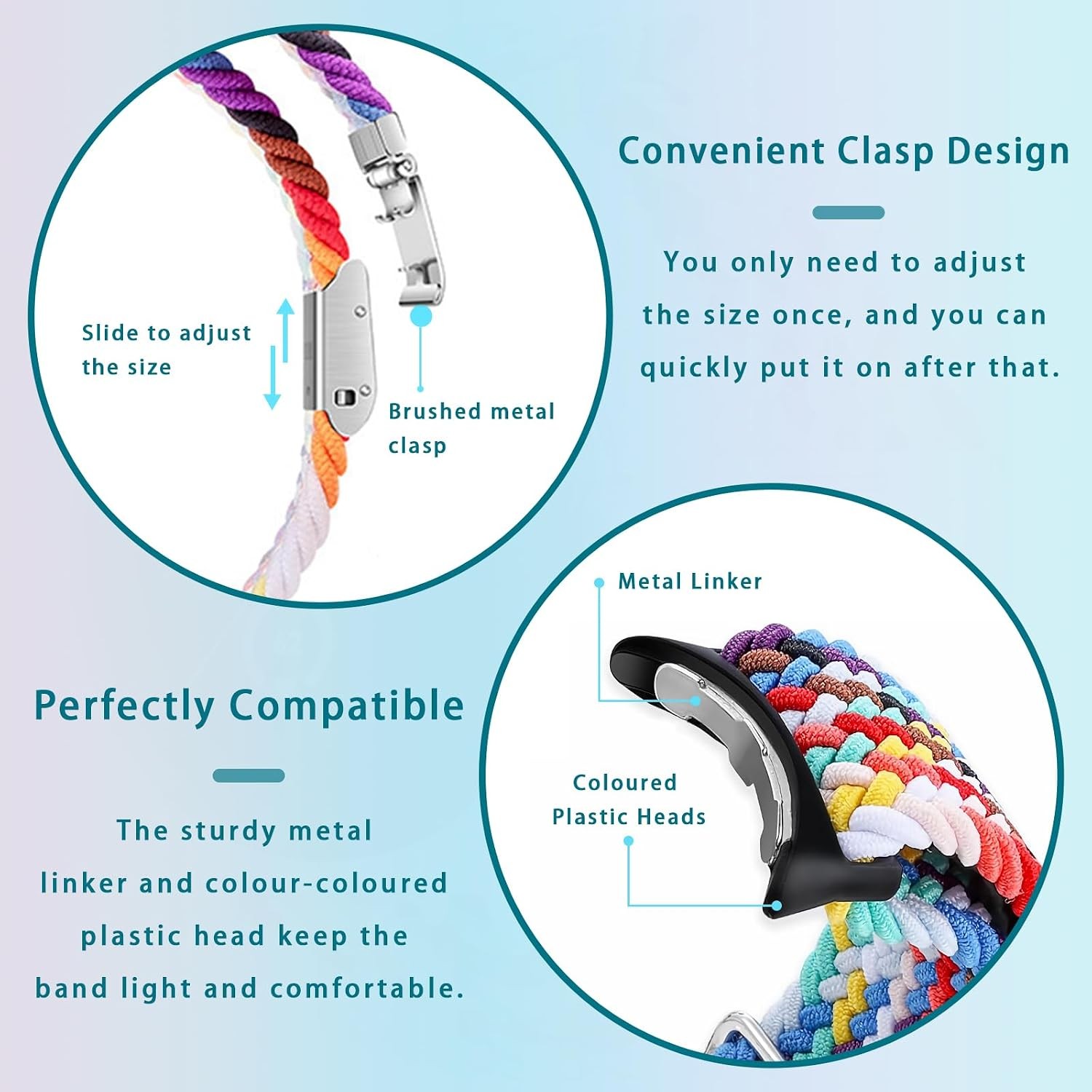Stretchy Braided Strap Compatible with Google Pixel Watch 41mm/45mm Adjustable