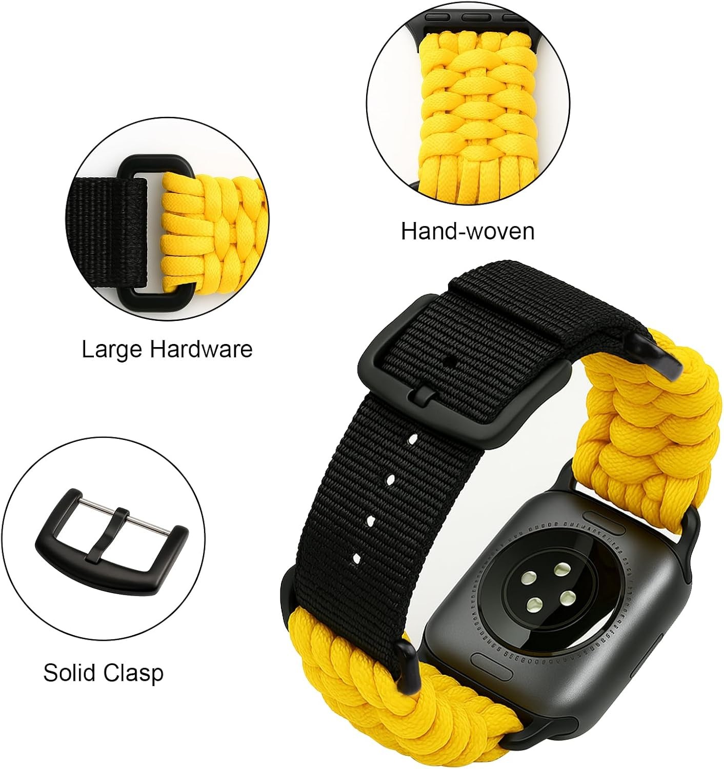 Paracord Band for Apple Watch Ultra 49mm 46mm 45mm 44mm 42mm, Breathable Nylon S