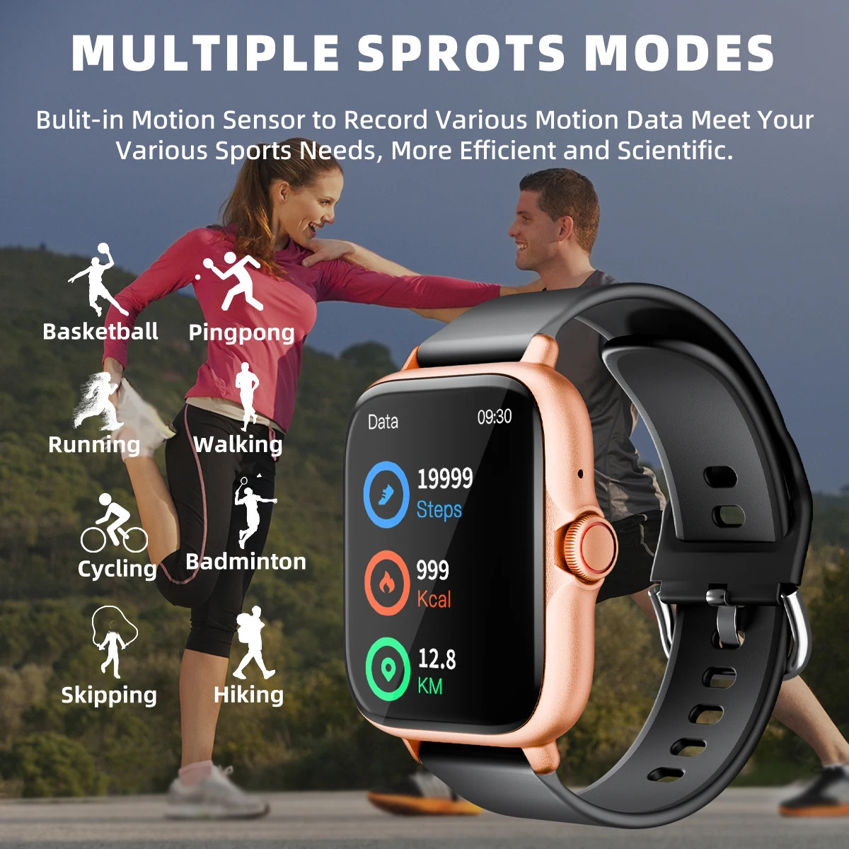 Waterproof 1.83″ Smart Watch for iOS/Android – Call, Message & Sports Tracker