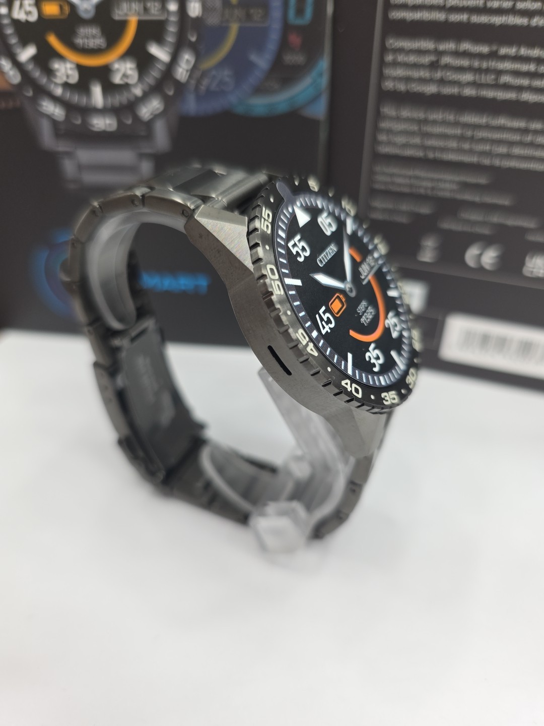 Citizen Cz Smart Watch Black Stanliess Steel 44mm Smart Touch Screen MX1017-50X
